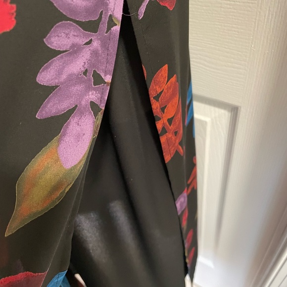 EUC LIZ CLAIBORNE long flower black dress 12 - Picture 5 of 11